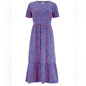 Unna Smock Dress in Painterly Spot | Sugarhill | Size 14 | 100% Organic Cotton